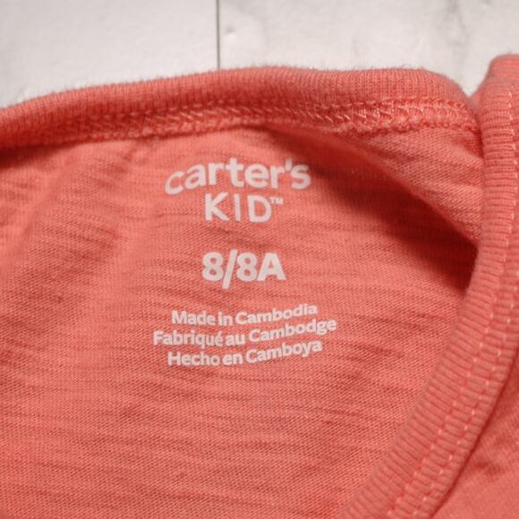 4/$20 - Carters Girls Amazing Sister Knot Front Orange Peach Tank Top Size 8 - Picture 5 of 7